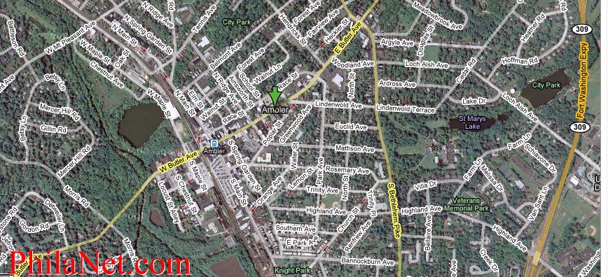 Satellite Map of Ambler, PA